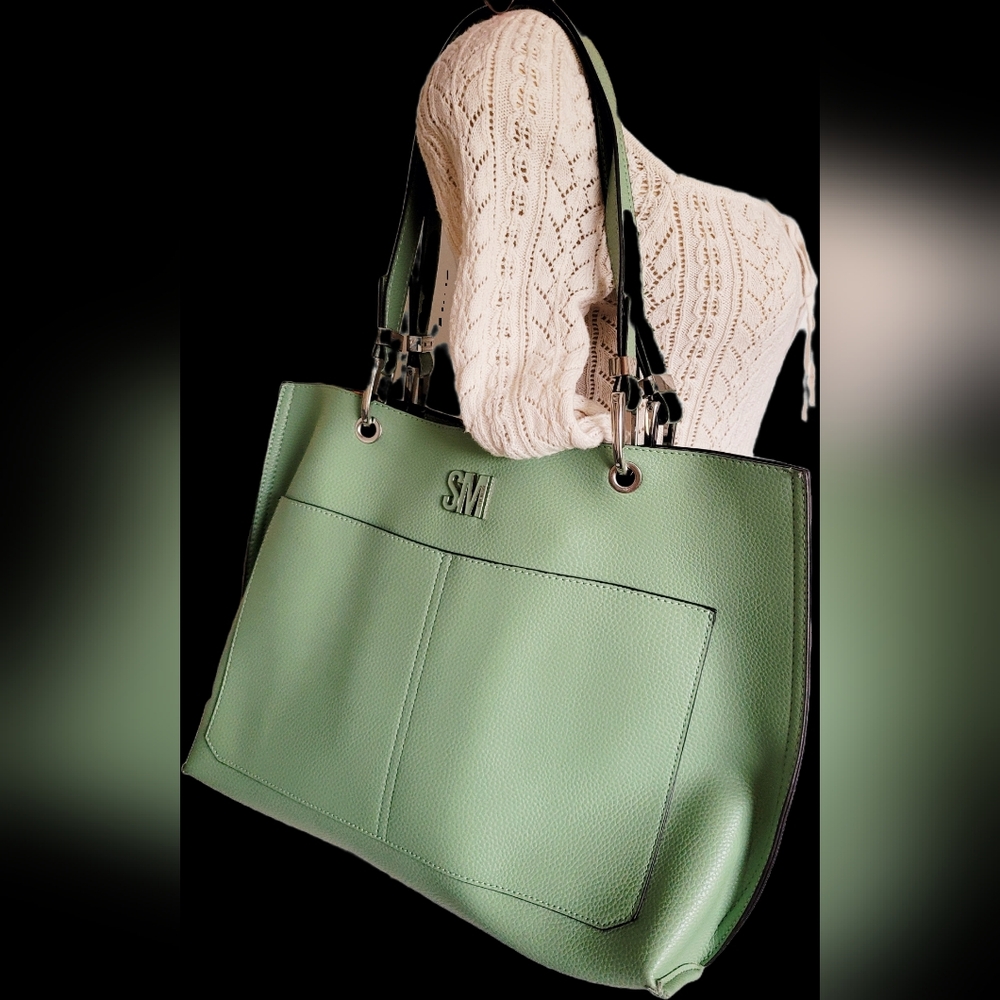 Steve Madden Donna Basil/Pistachio Tote Bag Large 14"×11"×4" New